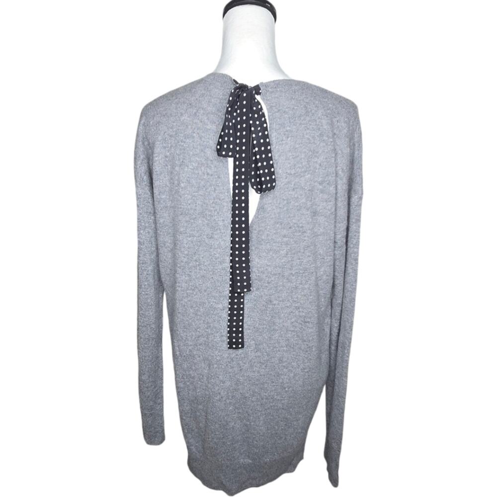 Equipment Gafton Polka Dot Tie Back Cashmere Silk Sweater Gray Size M